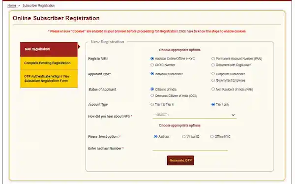 online subscriber registration