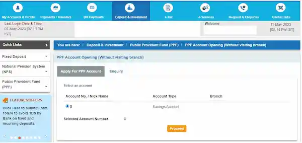 sbi online ppf account opening without visiting branch